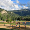Lake and park in Avon, Colorado.  Good place for some beach volleyball
