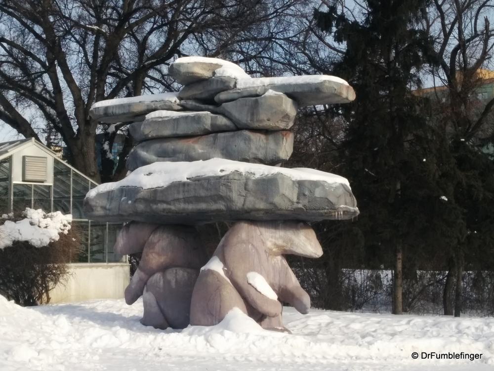 Inukshuk in the snow, Winnipeg