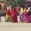 Colorful group of women entering the Taj Mahal, Agra