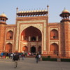 Outer entry to the Taj Mahal is made of the same red sandstone the Agra Fort is