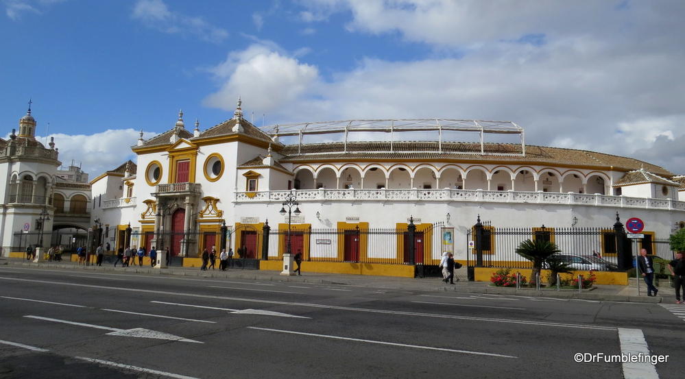 Seville's famous bullfighting ring,  Plaza de Toros, seats 12,000
