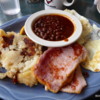 Peameal bacon breakfast (mine) at the Elgin Street Diner in Ottawa