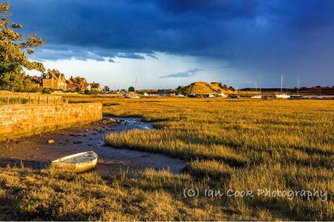 Alnmouth Estuary, Northumberland, UK. Approaching storm just prior to sunset.