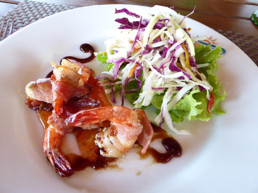 Bacon wrapped shrimp, Nilaveli beach, Sri Lanka