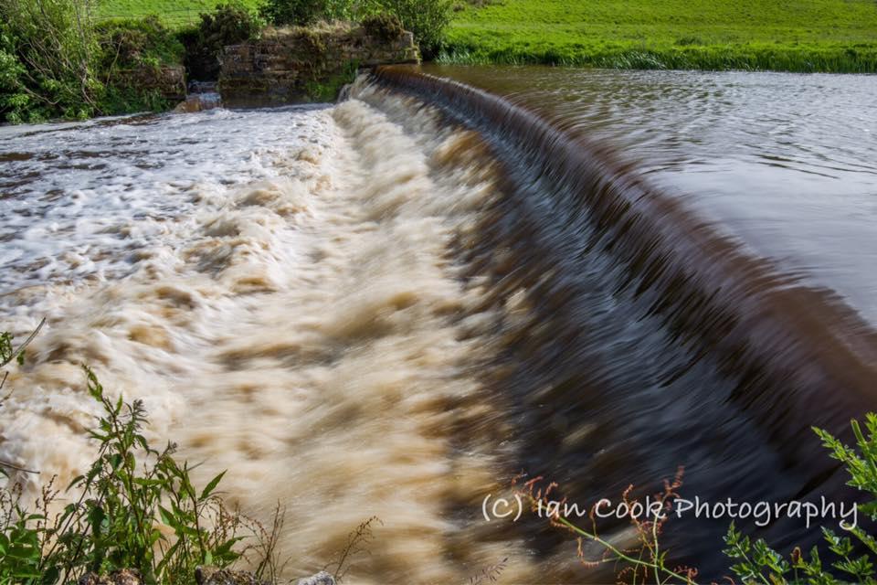 River Aln, Alnwick, Northumberland. Following the recent heavy rain