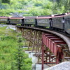 Crossing trestle on White Pass Railroad