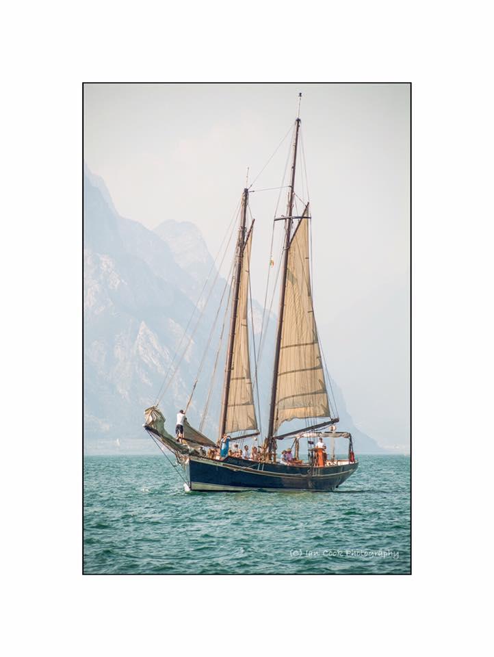 Classic Sailing boat, lake Garda Italy