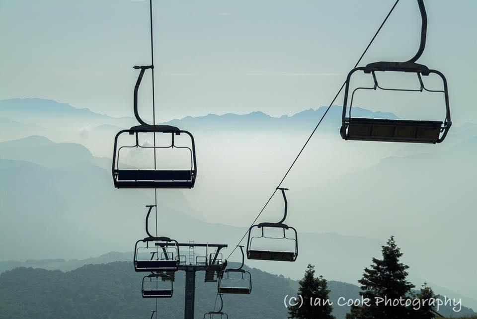 Early morning shot of Pra Alpesina Chair Lifts, Monte Baldo, Lake Garda, Italy