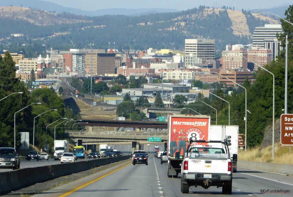 Driving into Spokane, Washington