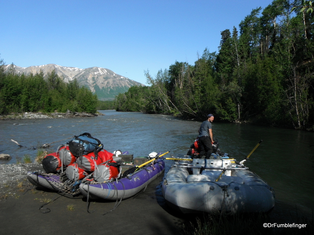 Our guide getting the rafts ready, Tatenshini River, Yukon