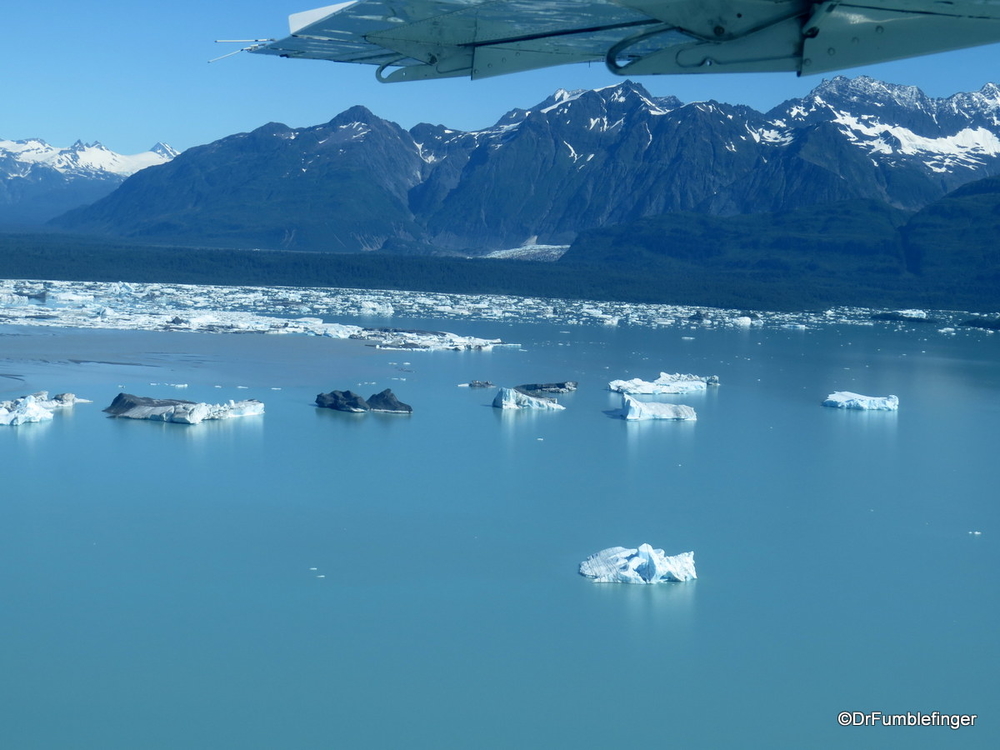 Icebergs floating on Alsek Lake, Alaska