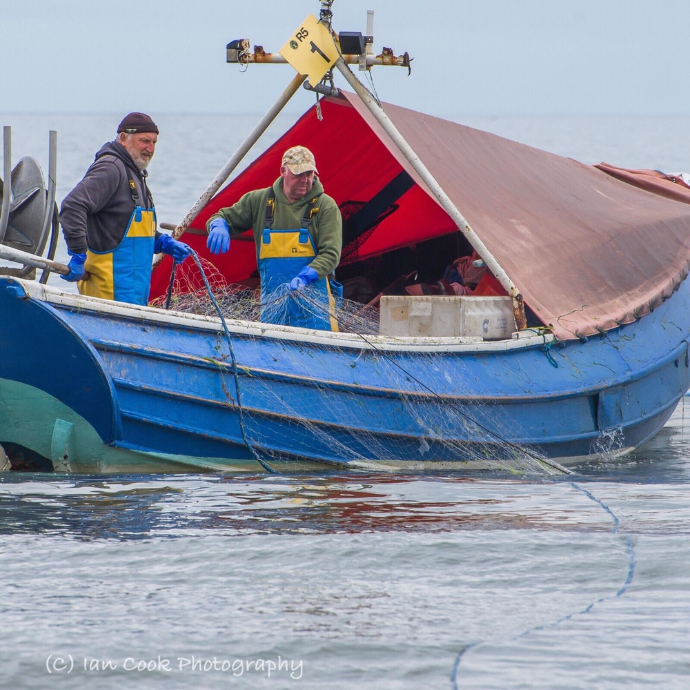Salmon Fishing. The Salmon Fishermen are back, Warkworth Bay Northumberland.