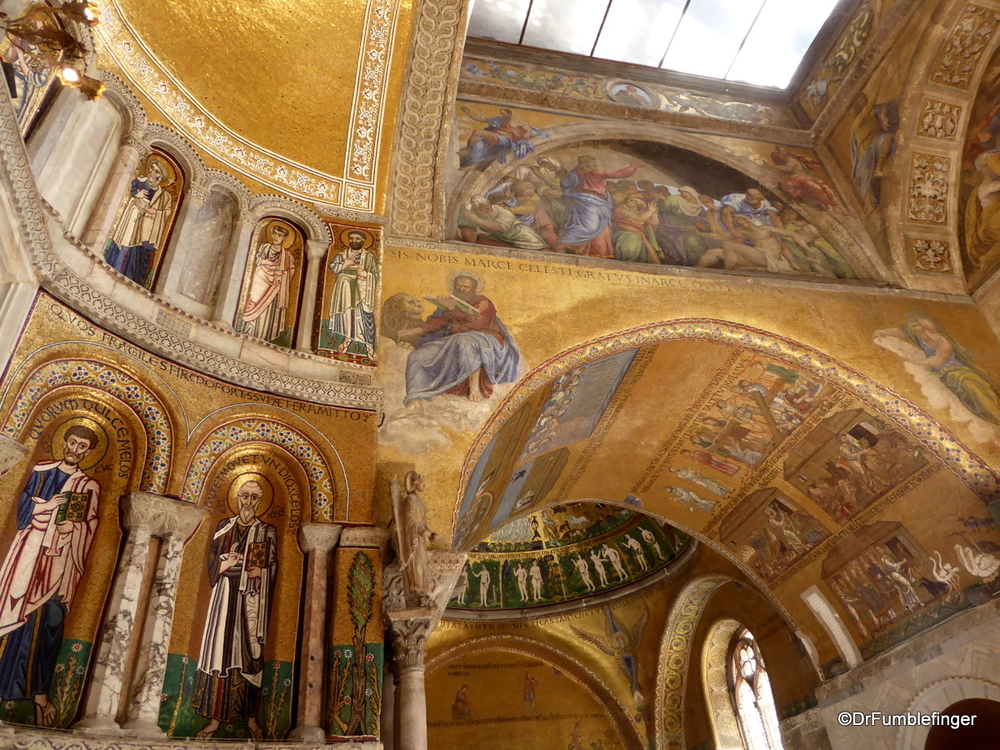 Some of the mosaics inside the entry to St. Mark's Basilica, Venice
