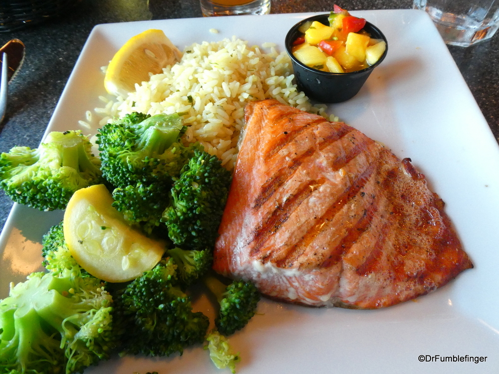 Grilled salmon, Ray's Restaurant, Seward