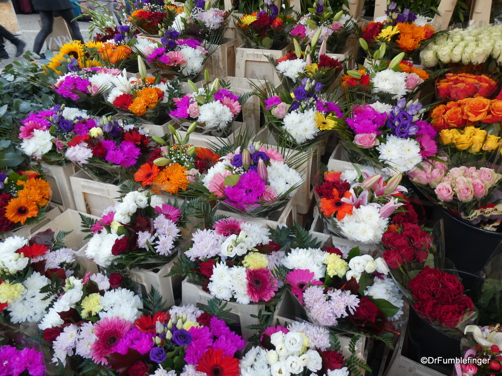 Lots of beautiful flowers available at the Hay Market, Stockholm