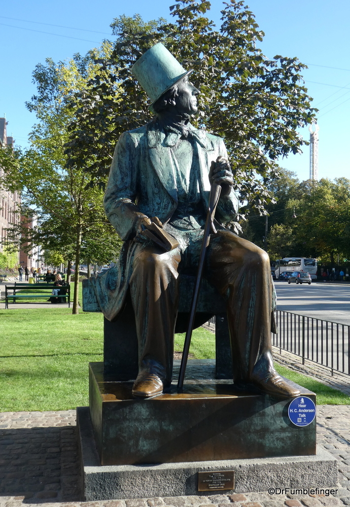 Hans Christian Andersen statue outside the City Hall in Copenhagen