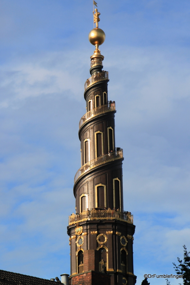 Lovely and unusual corkscrew spire of the Church of our Savior, Copenhagen