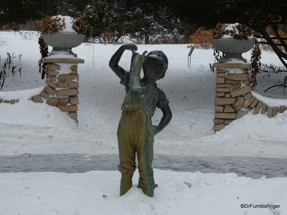 The Boy with the Boot in winter, Assiniboine Park, Winnipeg