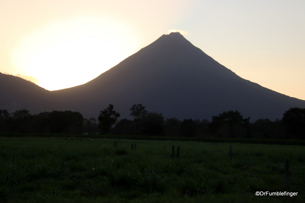 Arenal volcano silhouetted at dusk, Costa Rica