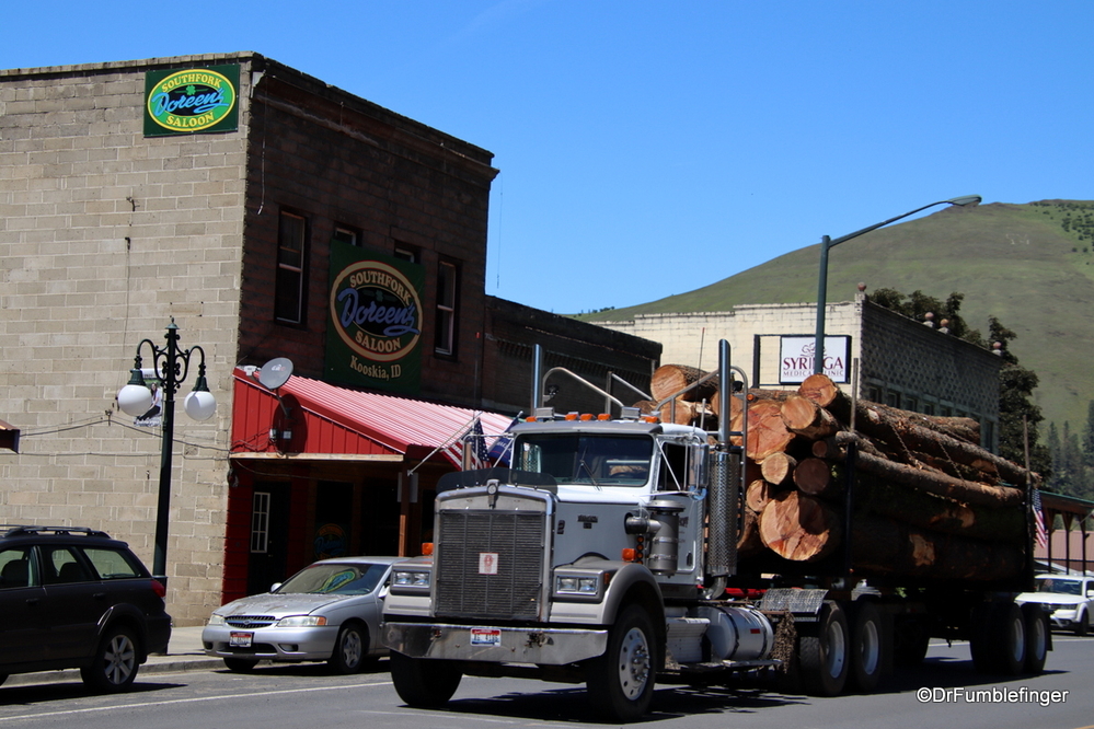 Large logging trucks are a common site in Idaho, Kooskia