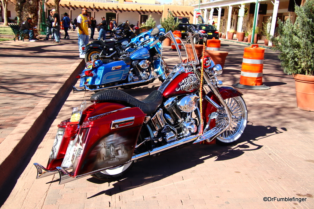 A row of Harleys at the Plaza, Santa Fe
